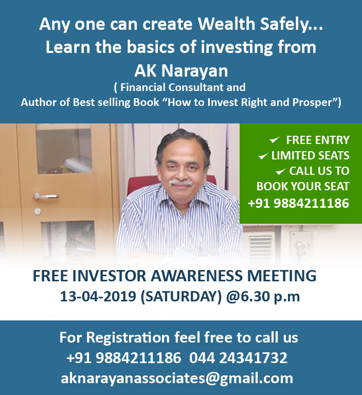 FREE INVESTOR AWARENESS MEET APRIL 13TH 2019